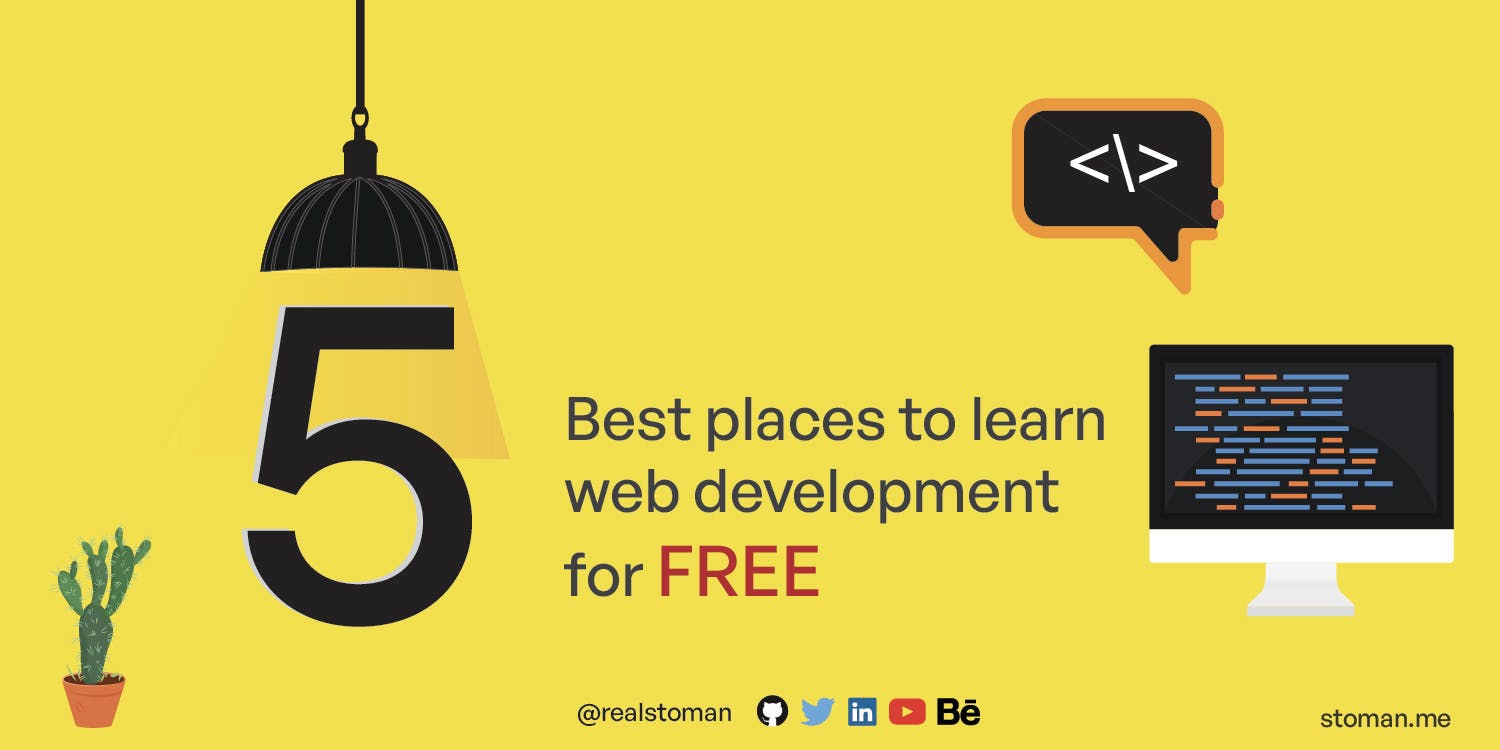 5 Best Places to Learn Web Development for FREE - Banner Image